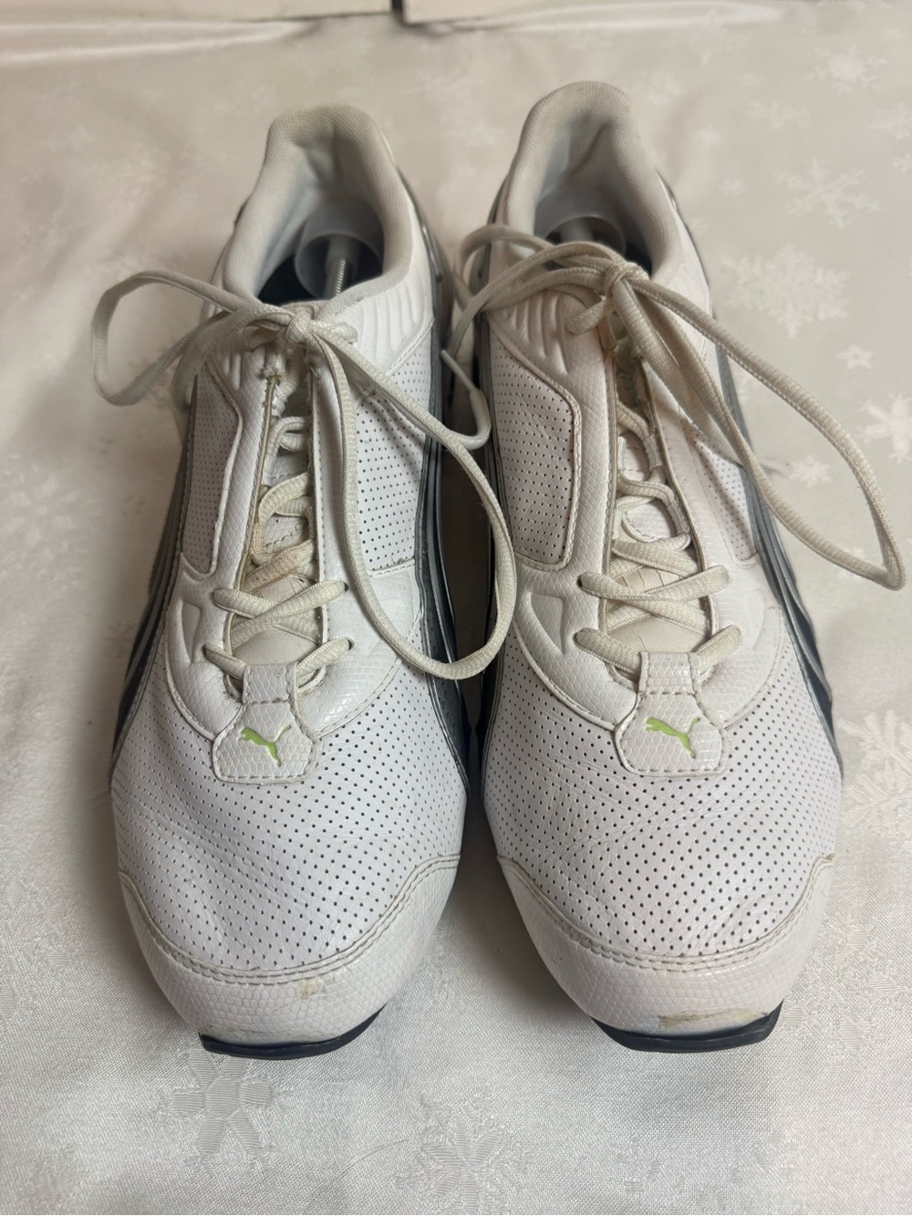 Puma Cell Running Shoes Mens 13 White Silver Lime Green Y2K Tech Sneakers